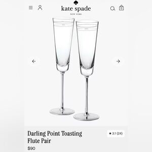 Kate Spade Silver Toasting Flute Mr. & Mrs. Pair